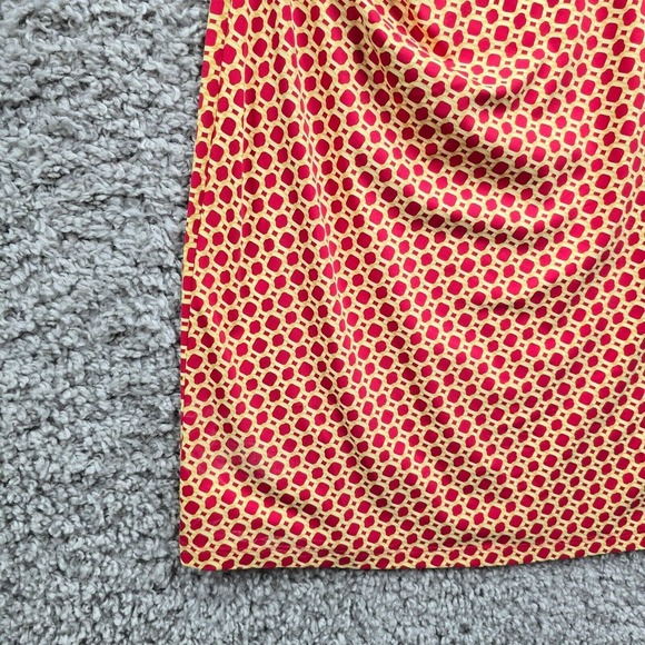 J McLaughlin Dress Womens Medium Pink Yellow Chain Link Ruched Side Catalina‎ - Picture 2 of 13